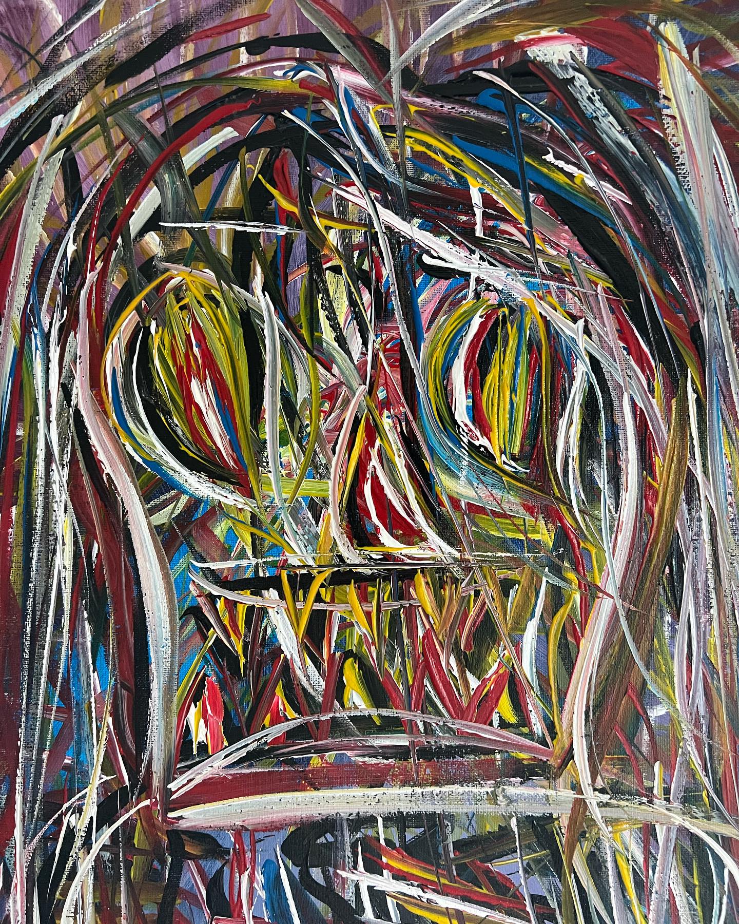 Abstract artwork with multicolored brush strokes