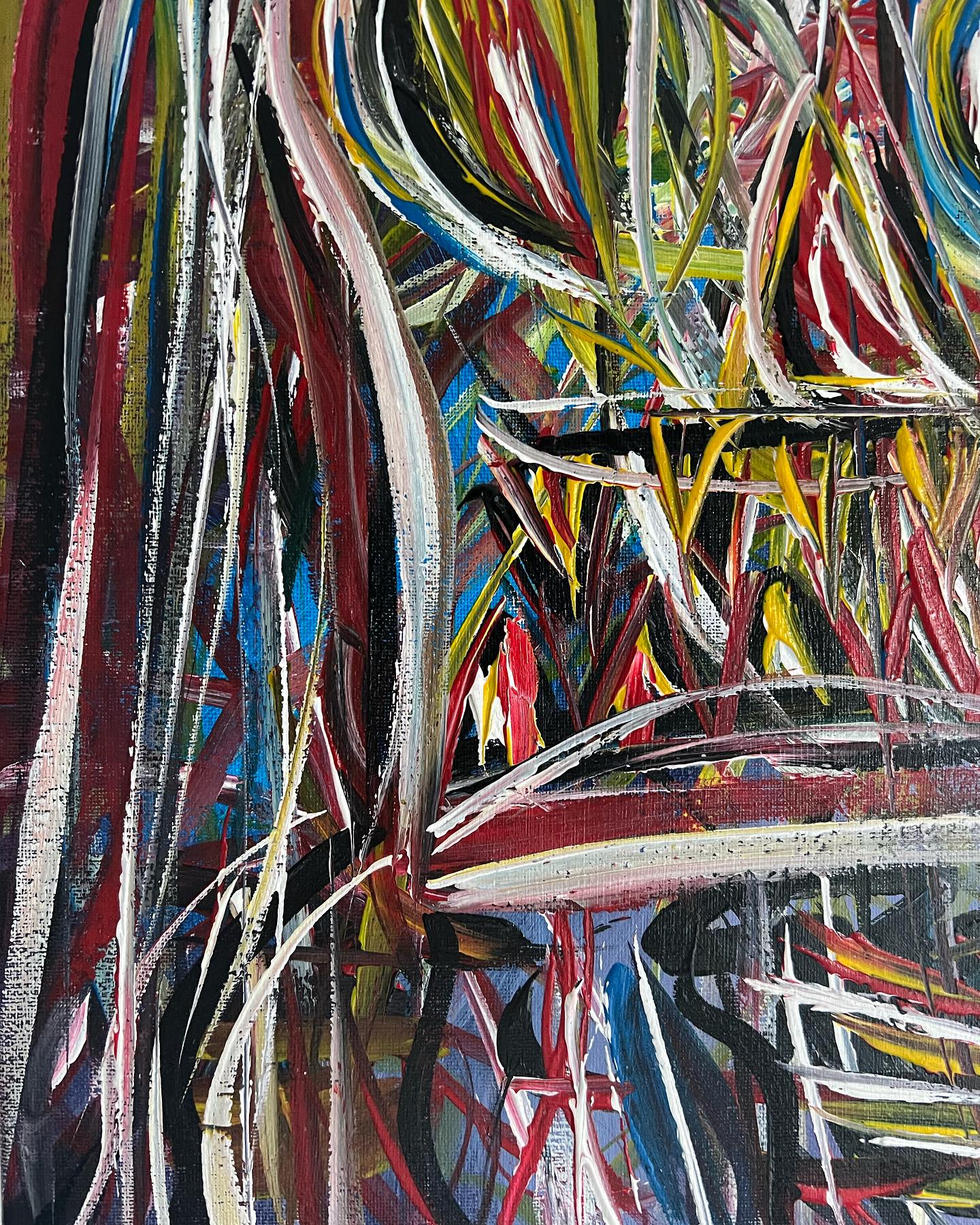 Abstract artwork with multicolored brush strokes