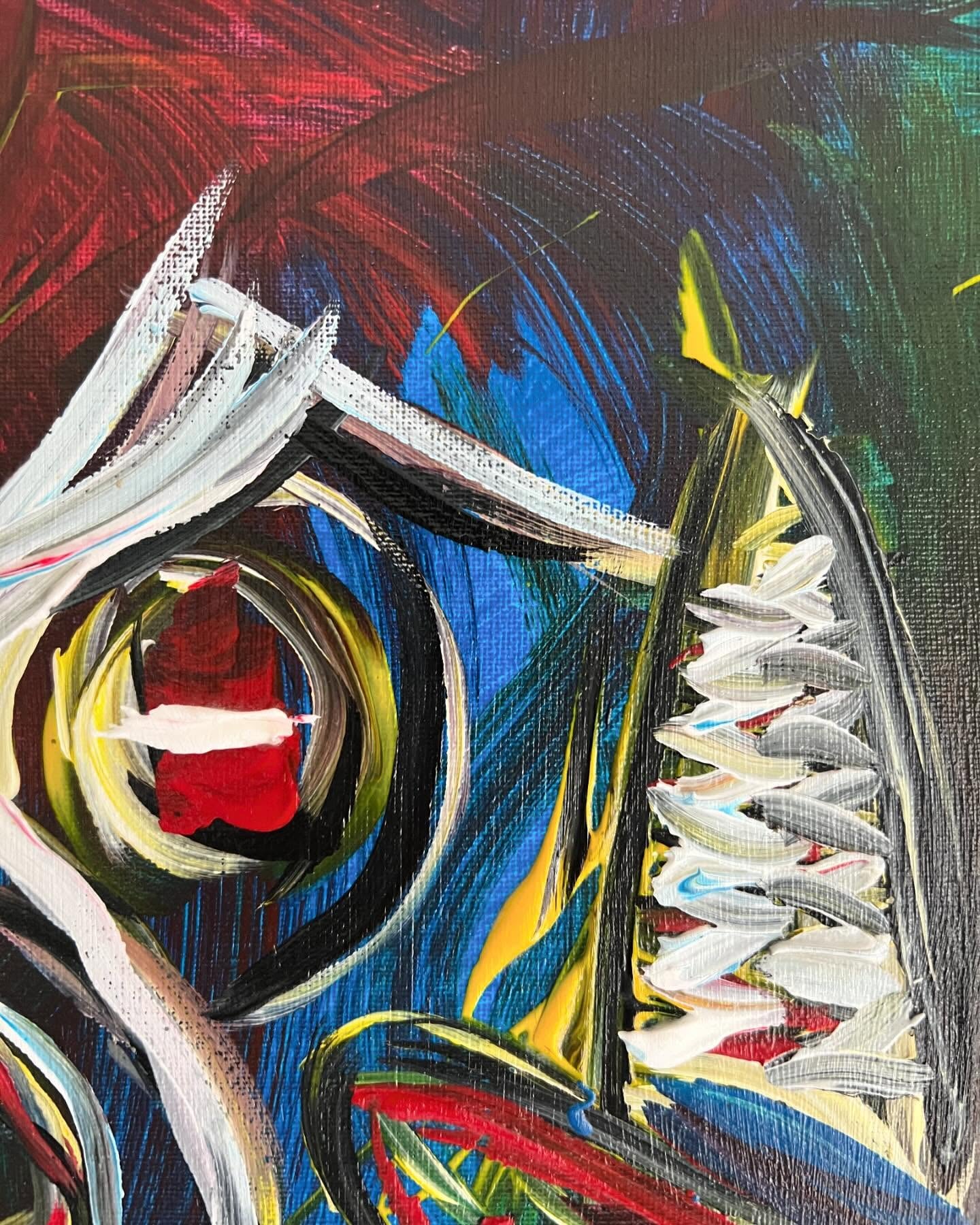 Abstract painting with bold colors and dynamic shapes