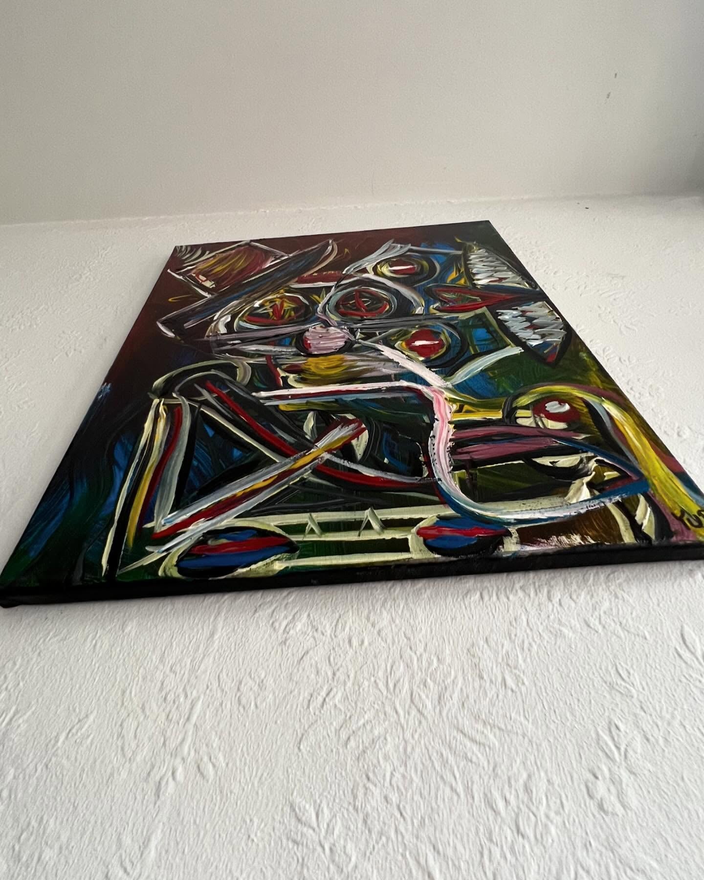 Abstract painting on a white wall
