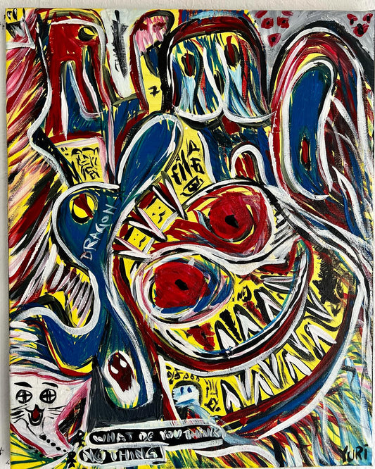 Inside your Mind, Art Brut original painting by Yuri Tarkovski, acrylic on canvas 40×50 cm, vibrant abstract forms.