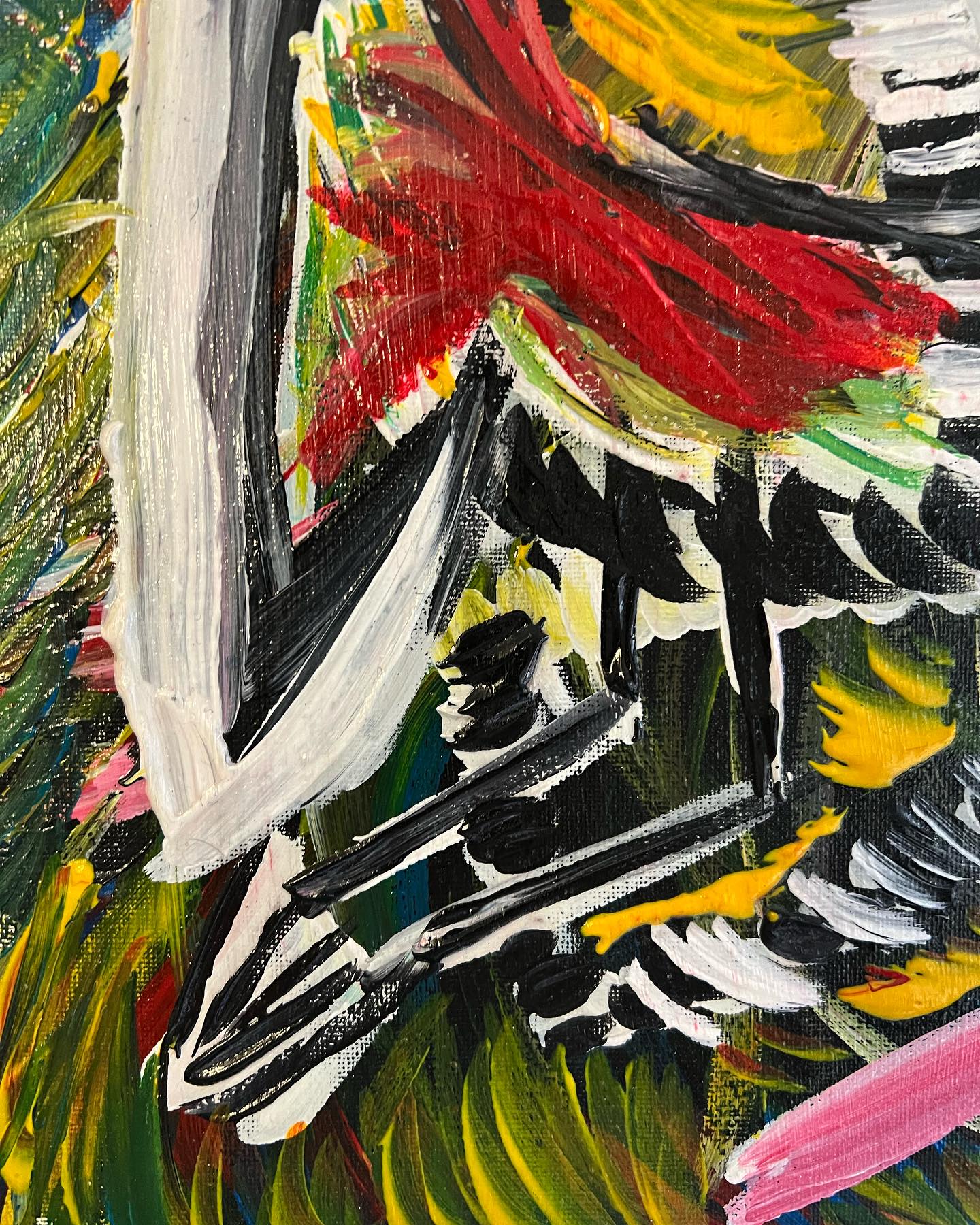 Abstract painting with bold colors and brush strokes
